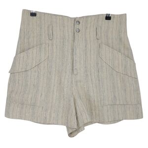 Rag & Bone Cargo Shorts Linen Beige Tan Stripe High Rise Short 10